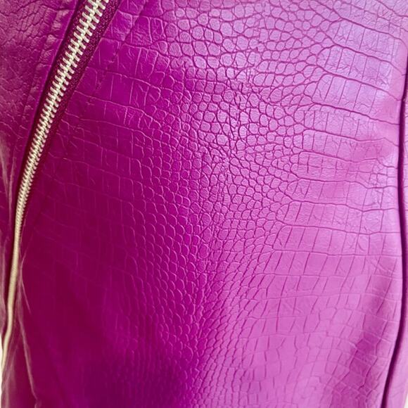 BAR III MINI SKIRT PURPLE Sz L CROC EMBOSSING FAUX LEATHER PREPPY CHIC AESTHETIC - Picture 13 of 16